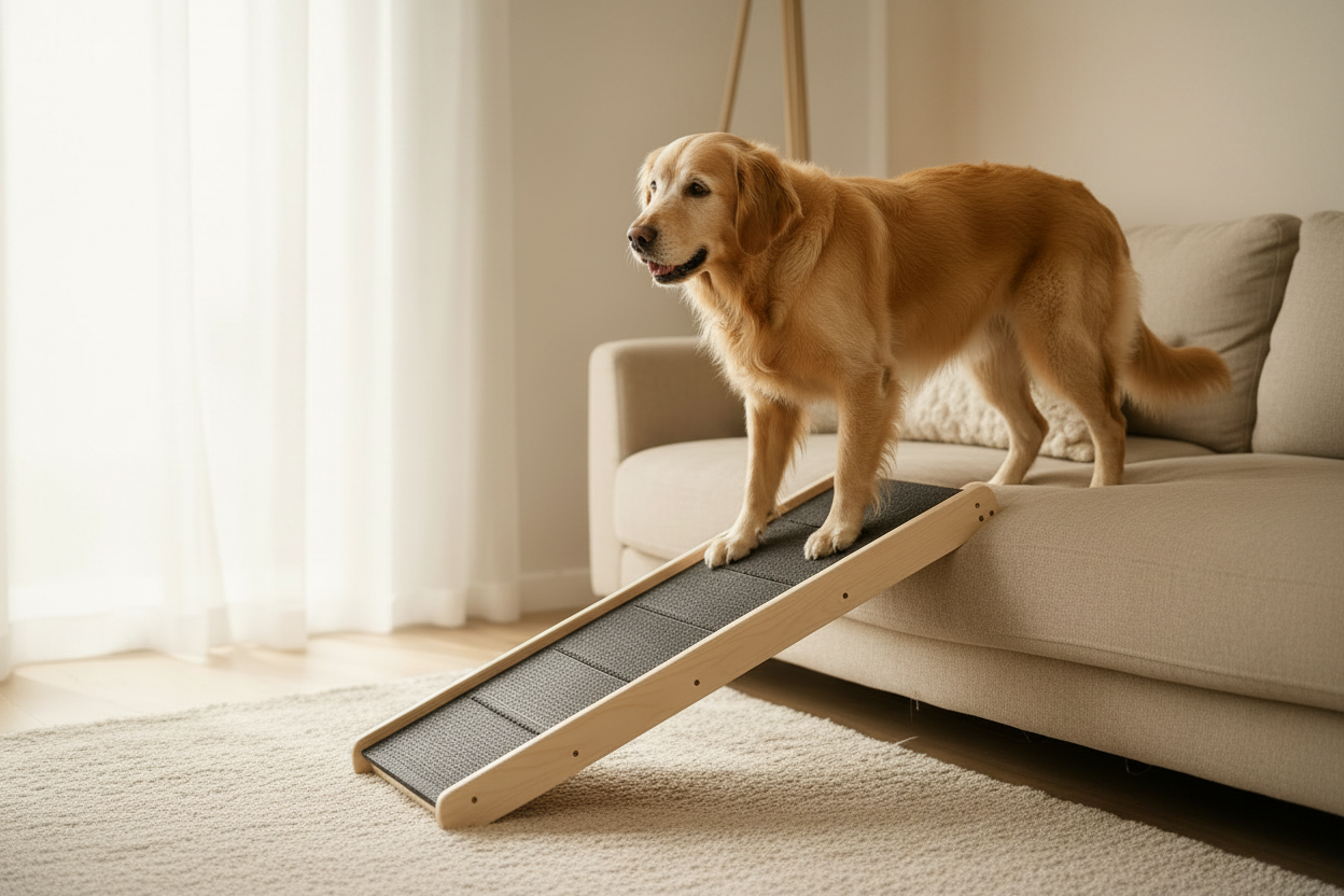 Dog using ramp - no button